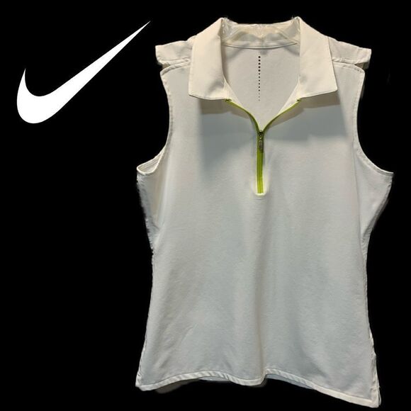 Nike white neon trim sleeveless halfzip … - Picture 1 of 14